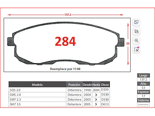 Pastillas de Freno Suzuki SX4 2.0 2006-2013 Delanteras