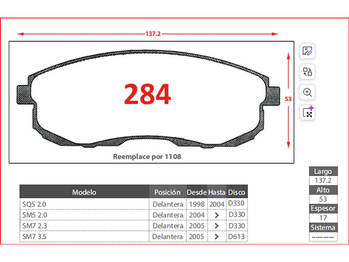 Pastillas de Freno Suzuki SX4 2.0 2006-2013 Delanteras 2