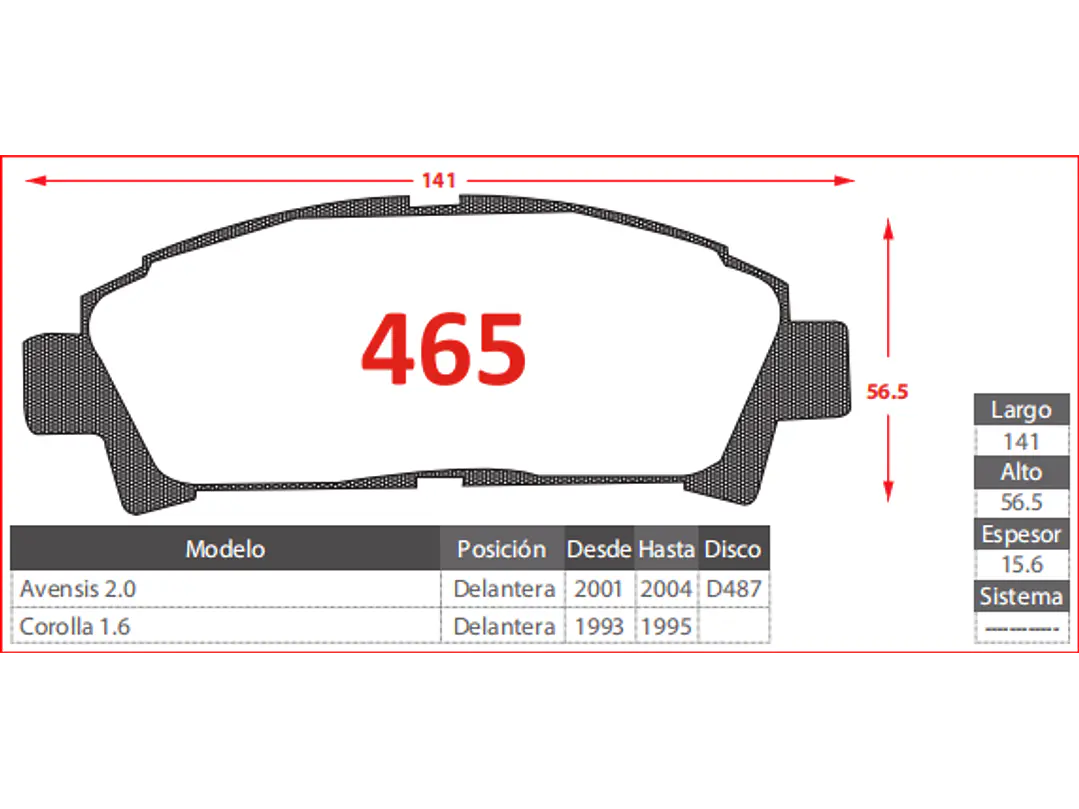 Pastillas de Freno Toyota Corolla 1.6 1993-1995 Delanteras 2