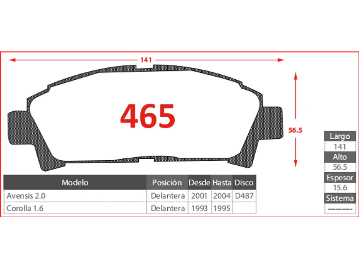 Pastillas de Freno Toyota Corolla 1.6 1993-1995 Delanteras 2
