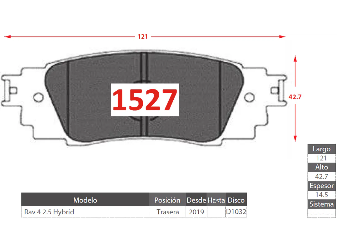 Pastillas de Freno Lexus ES250 2.5 2019-2021 Traseras 2