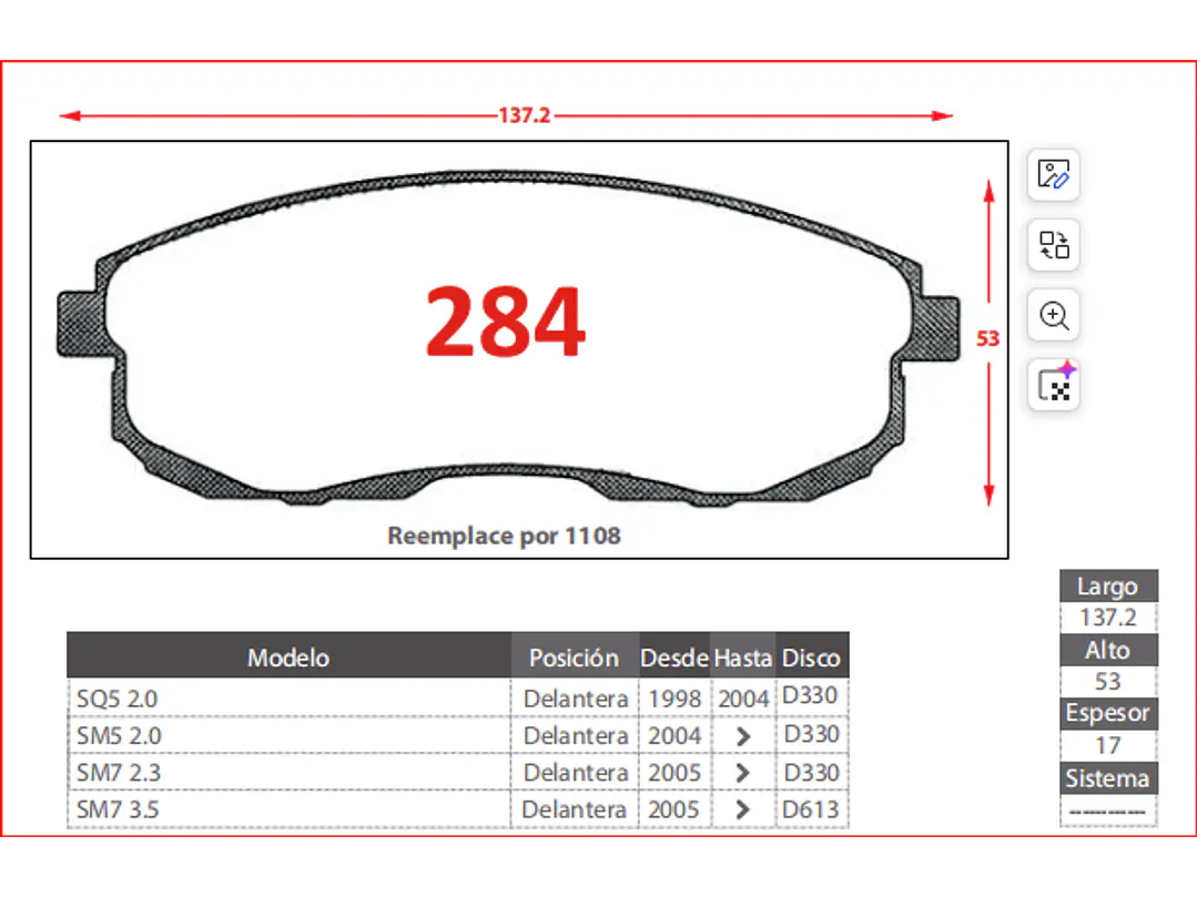 Pastillas de Freno Nissan Altima 3.5 2004-2013 Delanteras 2
