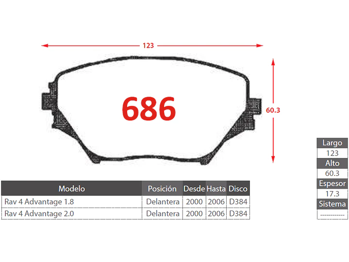Pastillas de Freno Toyota Rav 4 1.8 2001-2007 Delanteras 2