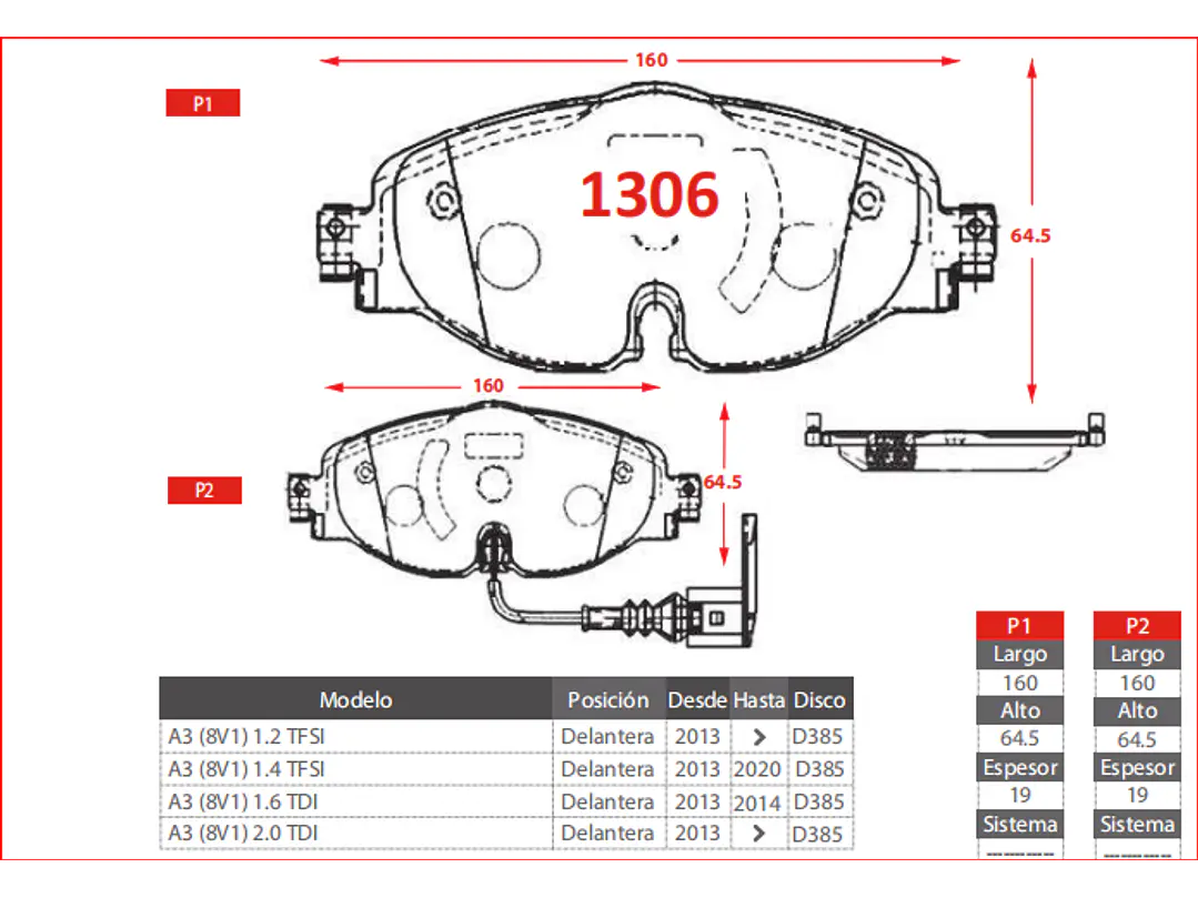 Pastillas de Freno Seat Leon 1.4 2020 en adelante Delanteras GTX Gold 3
