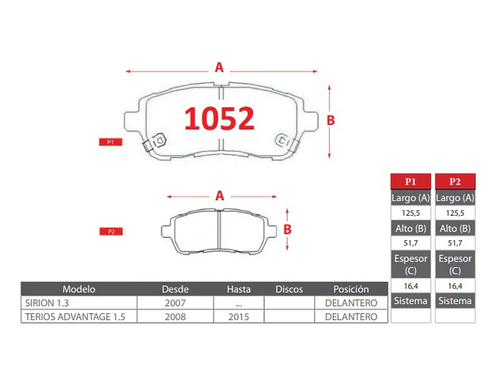 Pastillas de Freno Suzuki Swift 1.2 2016-2023 Delanteras GTX Gold 2