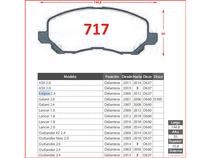 Pastillas de Freno Mitsubishi Galant AT 3.8 2005-2007 Delanteras GTX Gold 2