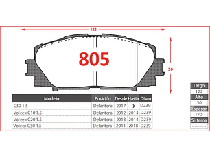 Pastillas de Freno Brilliance H230 1.5 2014-2019 Delanteras GTX Gold