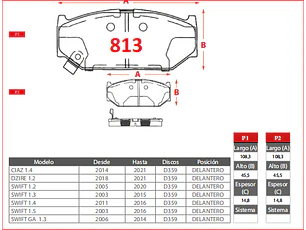 Pastillas de Freno Suzuki Swift 1.4 2011-2016 Delanteras GTX Gold