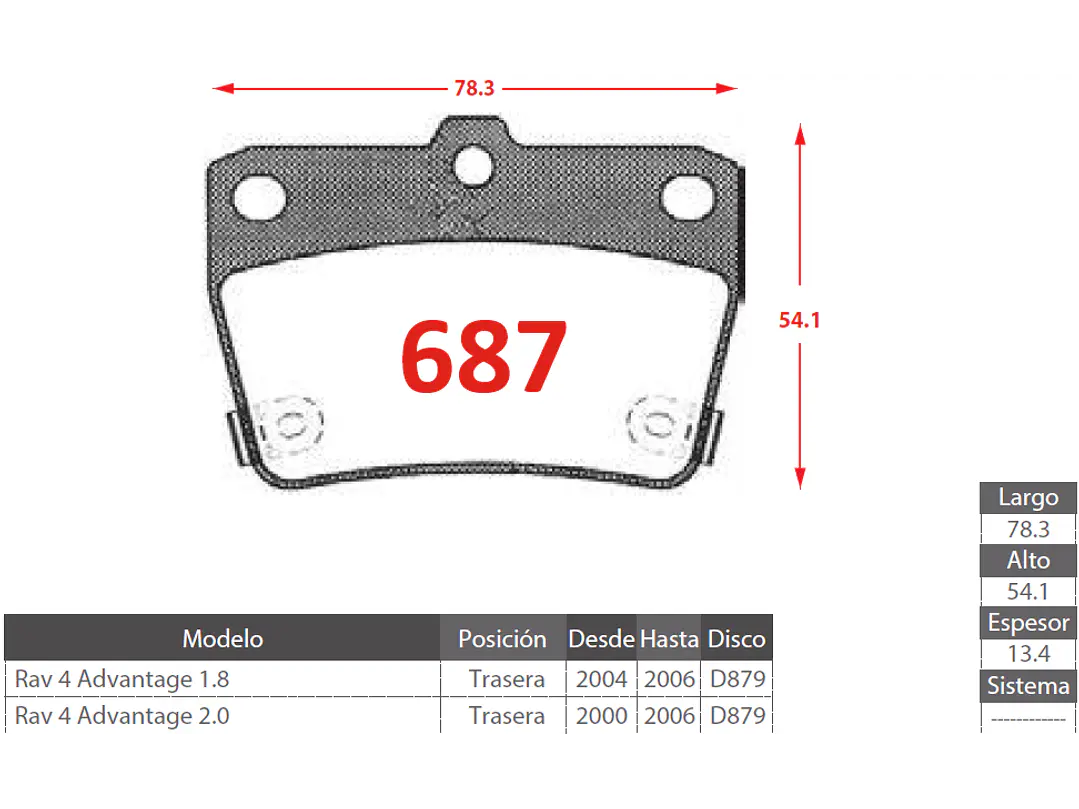 Pastillas de Freno Toyota Rav 4 2.4 2001-2007 Traseras GTX Gold 2