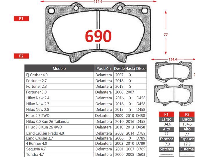Pastillas de Freno Toyota Tundra 4.7 2000-2006 Delanteras GTX Gold 2