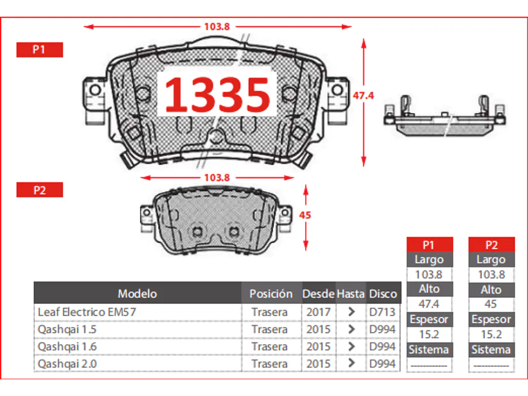 Pastillas de Freno Samsung QM6 2.0 2017-2019 Traseras GTX Gold 2