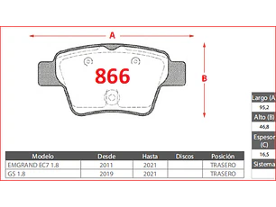 Pastillas de Freno Peugeot 307 2.0 2004-2008 Traseras GTX Gold