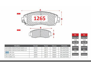 Pastillas Freno Honda CR-V 2007-2012 GTX Gold Del.