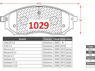 Pastillas de Freno Renault Koleos 2.5 2008-2016 Delanteras