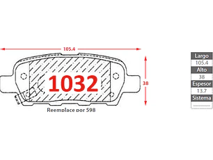 Pastillas de Freno Nissan Xtrail 2.5 2015-2020 Traseras