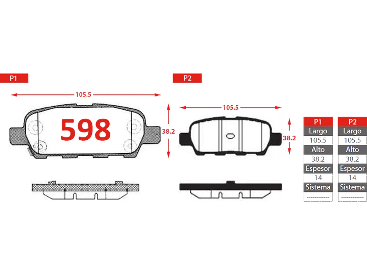 Pastillas de Freno Renault Koleos III 2.0 2014-2016 Traseras 2