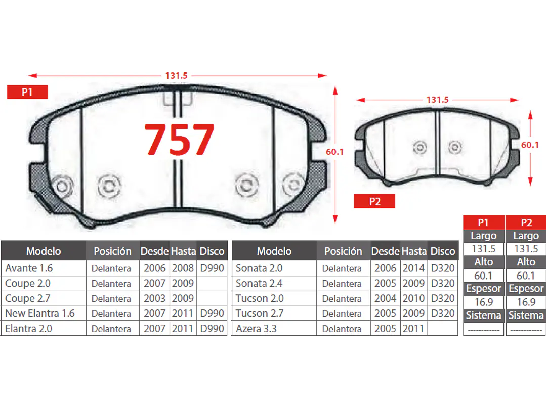 Pastillas de Freno Chery Tiggo 8 Pro 1.5 2021-2023 Delanteras 2