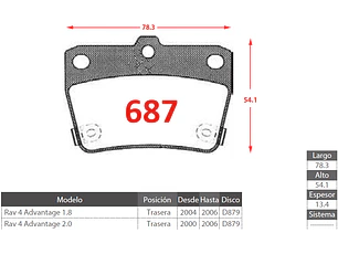 Pastillas de Freno Toyota Rav 4 1.8 2001-2008 Traseras