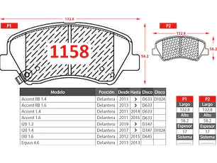 Pastillas de Freno Kia Rio III 1.6 2012-2017 Delanteras