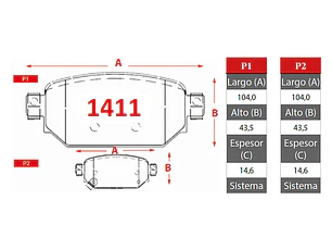 Pastillas de Freno Mazda 3 1.6 2017 en adelante Traseras GTX Gold Cerámicas