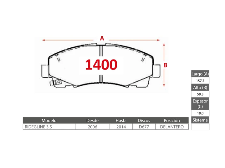 Pastillas de Freno Honda Ridgeline 3.5 2005-2014 Delanteras 2