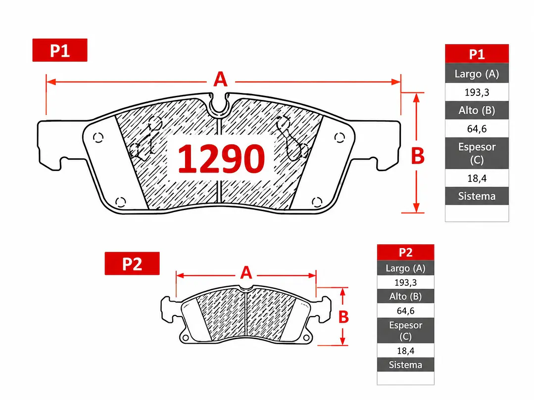 Pastillas de Freno Dodge Durango 5.7 POLICE 2011-2014 Delanteras GTX 2