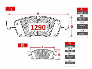 Pastillas de Freno Jeep Grand Cherokee LTD 3.6 2014-2021 Delanteras GTX