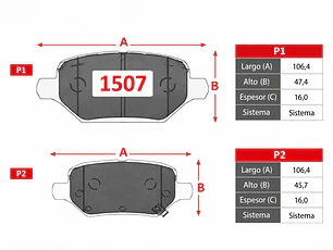Pastillas de Freno Chevrolet Tracker 1.8 2018 en adelante Traseras GTX