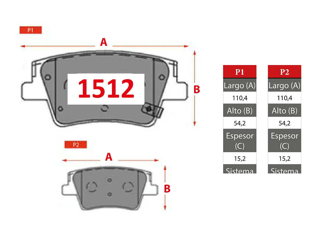 Pastillas de Freno Hyundai Santa Fe 2.4 2019-2022 Traseras GTX 2