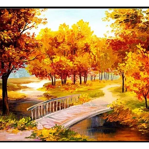 Kit Diamond Painting Pintura De Diamante - Puente En Otoño