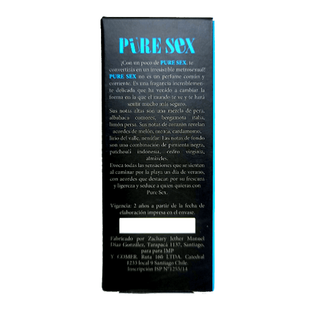 Perfume Con Feromonas Pure Sex Para Hombres 30ml Para Atraer a Pareja Seducción Romance Deseo