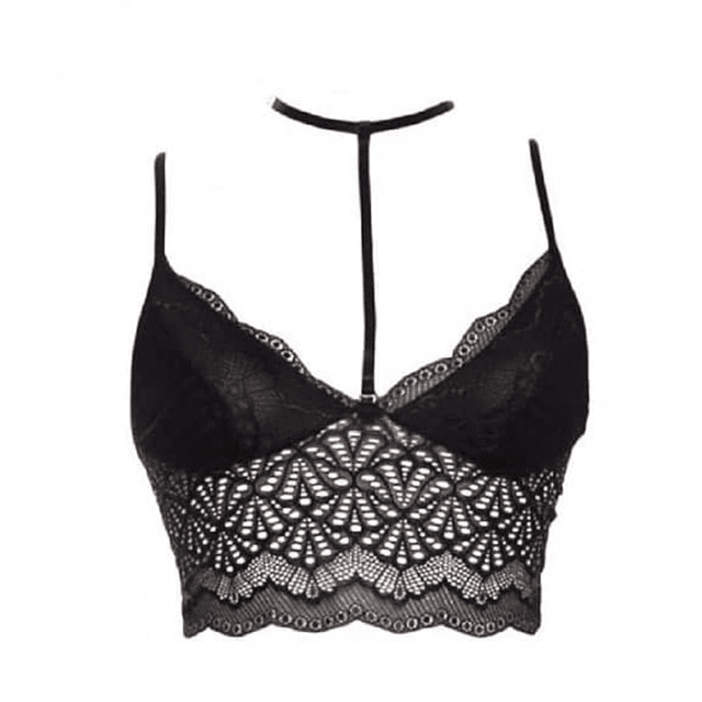 Bralette de encaje elasticado con strappy mujer sexy sensual