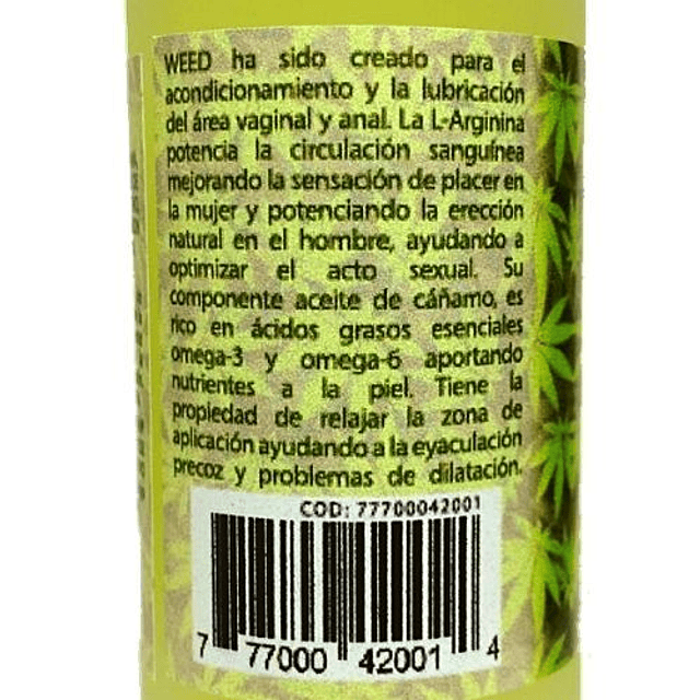 Lubricante weed 8ml y 50ml aceite semilla de cáñamo anal vaginal retardante excitante