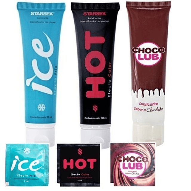 Lubricantes intimos hibridos 5ml y 30ml ice hot choco lub sexo vaginal anal