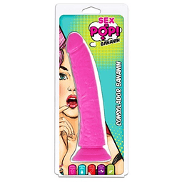 Dildo consolador 19cm Sex Pop Bananin con sopapo succión vaginal anal boca arnés sexual