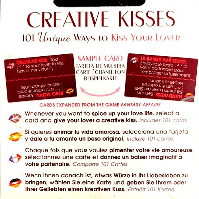 Cartas Creative Kisses 101 formas únicas de besar a tu amante juego de pareja previa al sexo