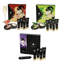 Kit Secretos de la Geisha Frutilla Orgánico y Naughty Geisha masaje intensificador genital lubricante