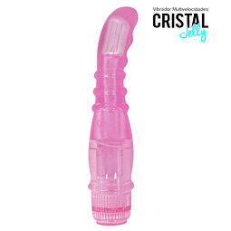 Vibrador Cristal Jelly 20cm vaginal con aros punto g mujer motor en la punta