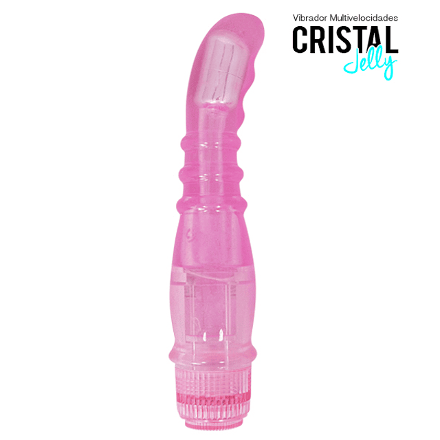 Vibrador Cristal Jelly 20cm vaginal con aros punto g mujer motor en la punta