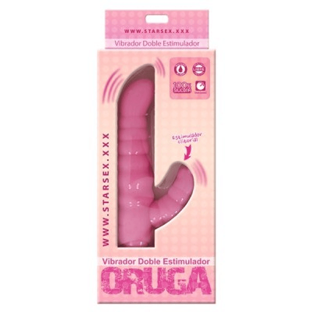 Vibrador doble estimulador Oruga 22cm punto g clítoris anal