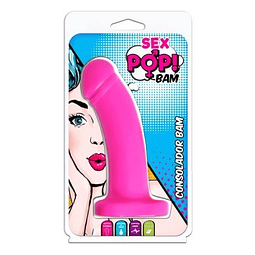 Dildo consolador 15cm Sex Pop Bam con sopapo succión vaginal anal boca arnés sexual