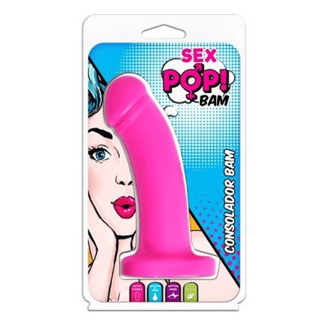 Dildo consolador 15cm Sex Pop Bam con sopapo succión vaginal anal boca arnés sexual