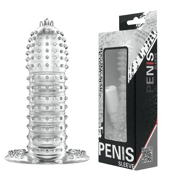 Funda extensora 13cm engrosadora pene retardante relieve texturado estimulación vaginal anal clitoris