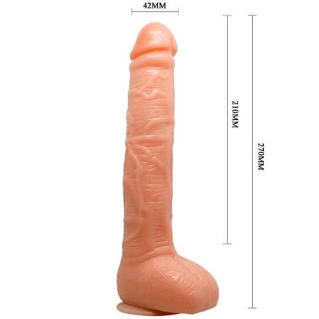Dildo consolador Coloso 27cm testiculos con succión sopapo vaginal punto g anal arnés sexual