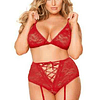 Conjunto erótico tipo bralette rojo xxxl