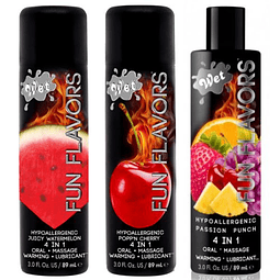 Lubricante intimo Fun Flavors 89ml efecto calor frutal masaje base agua sexo oral vaginal anal