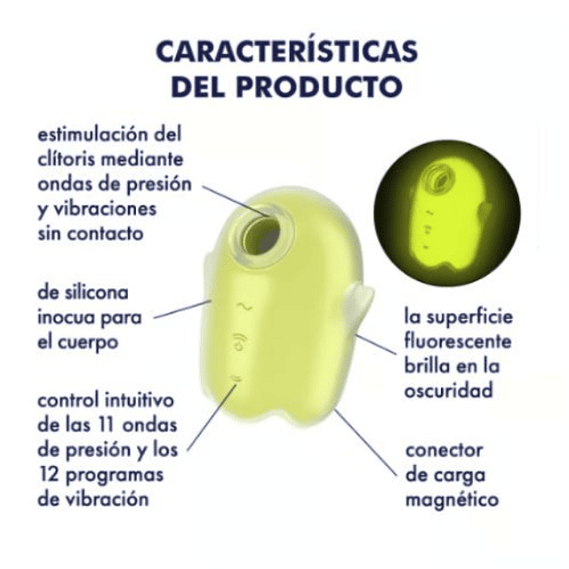 Estimulador clitorial Satisfyer Glowing Ghost USB pulso de aire clítoris multi orgasmo mujer
