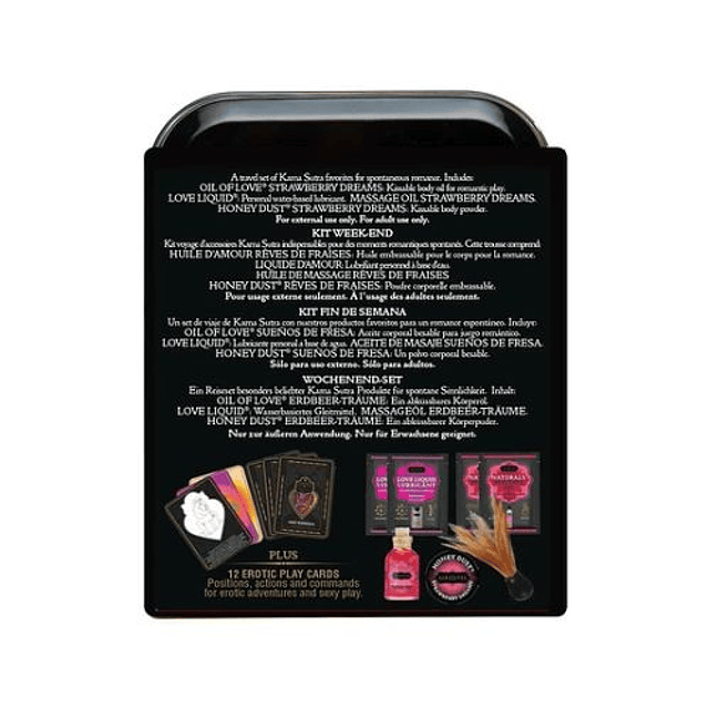 Kits weekender de Kamasutra aceite masaje lubricante polvo miel cartas previa al sexo