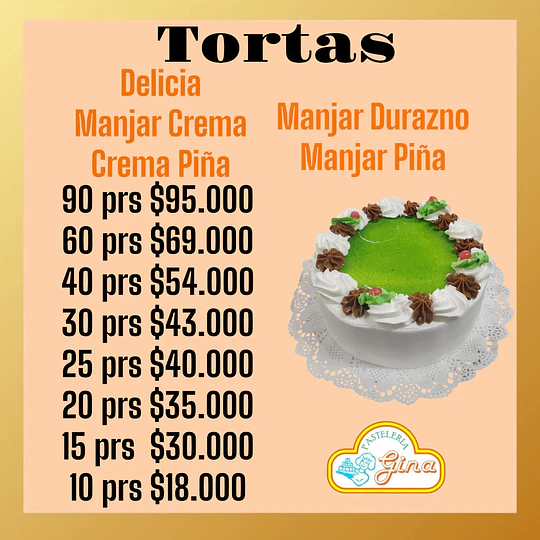 PRECIOS DE TORTAS TRADICIONAL