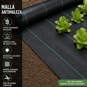 Malla Antimaleza 2mt x 50mt 100mt2